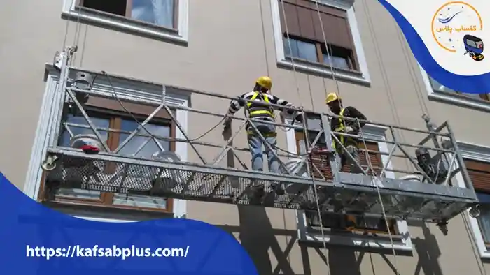 استفاده از بالابر در تعمیر نمای ساختمان